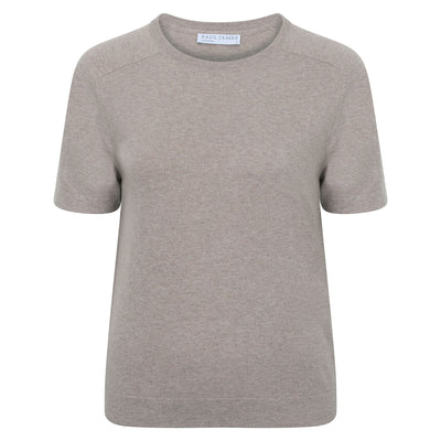 beige womens cotton knitted t-shirt