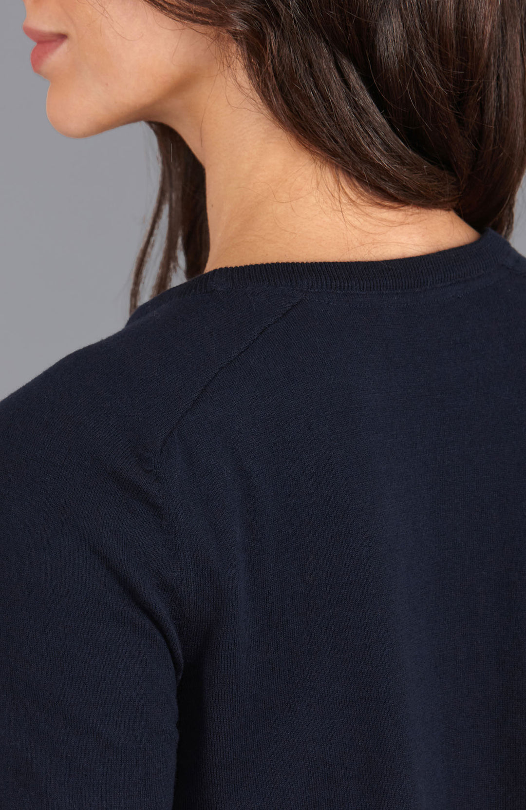 Navy womens cotton knitted t-shirt  by Paul James