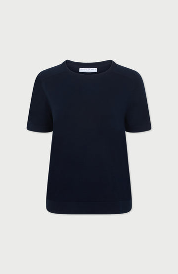 Navy Womens Cotton Knitted T-Shirt By Paul James