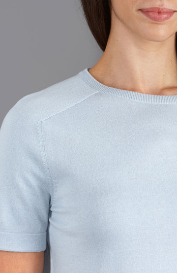 Blue womens cotton knitted t-shirt by Paul James