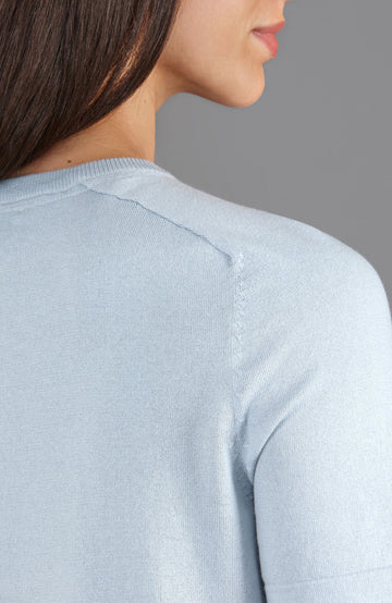 Blue womens cotton knitted t-shirt  by Paul James