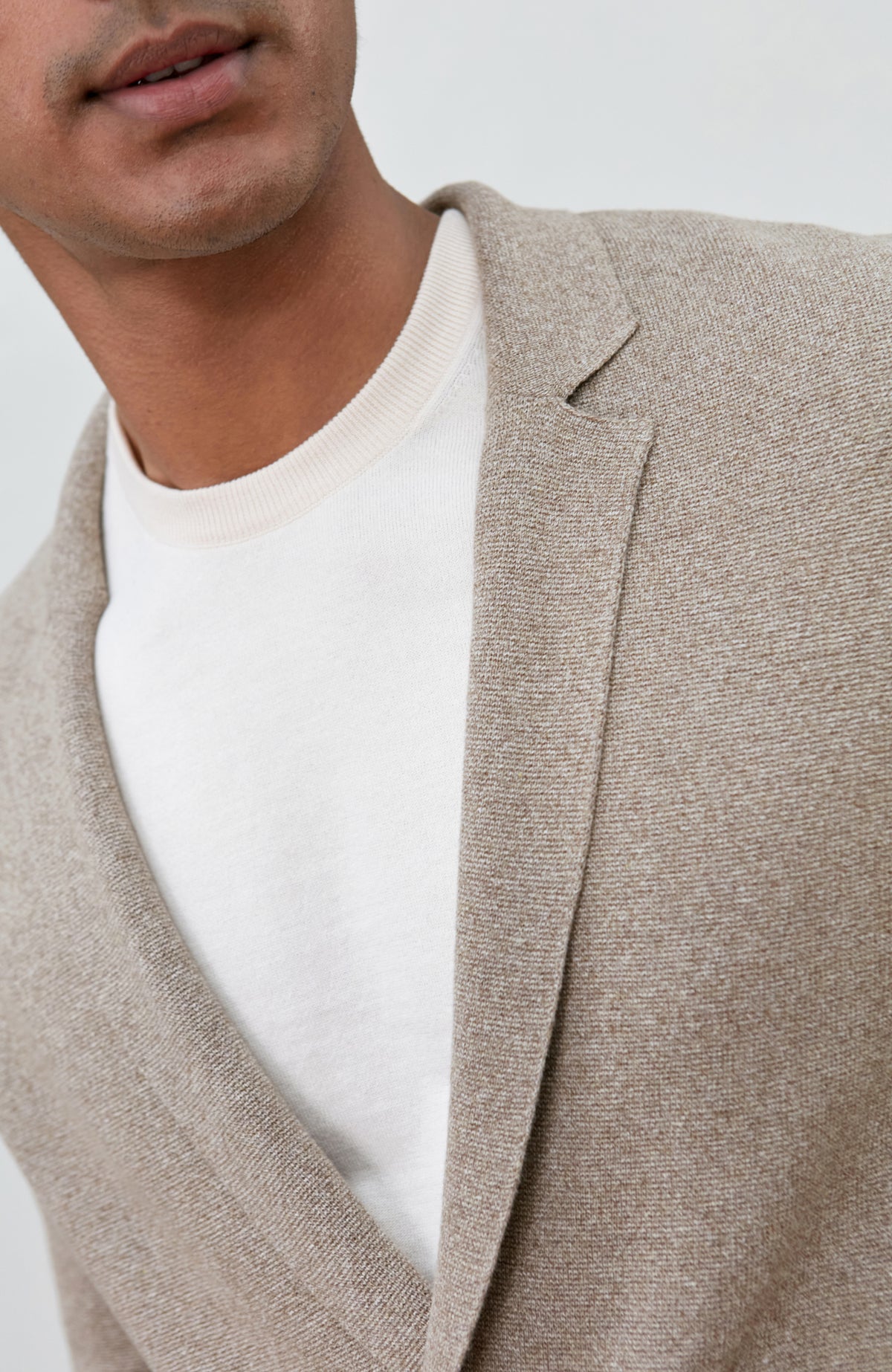 Mens Lightweight Cotton Double Breasted Knitted Blazer - Feature 1