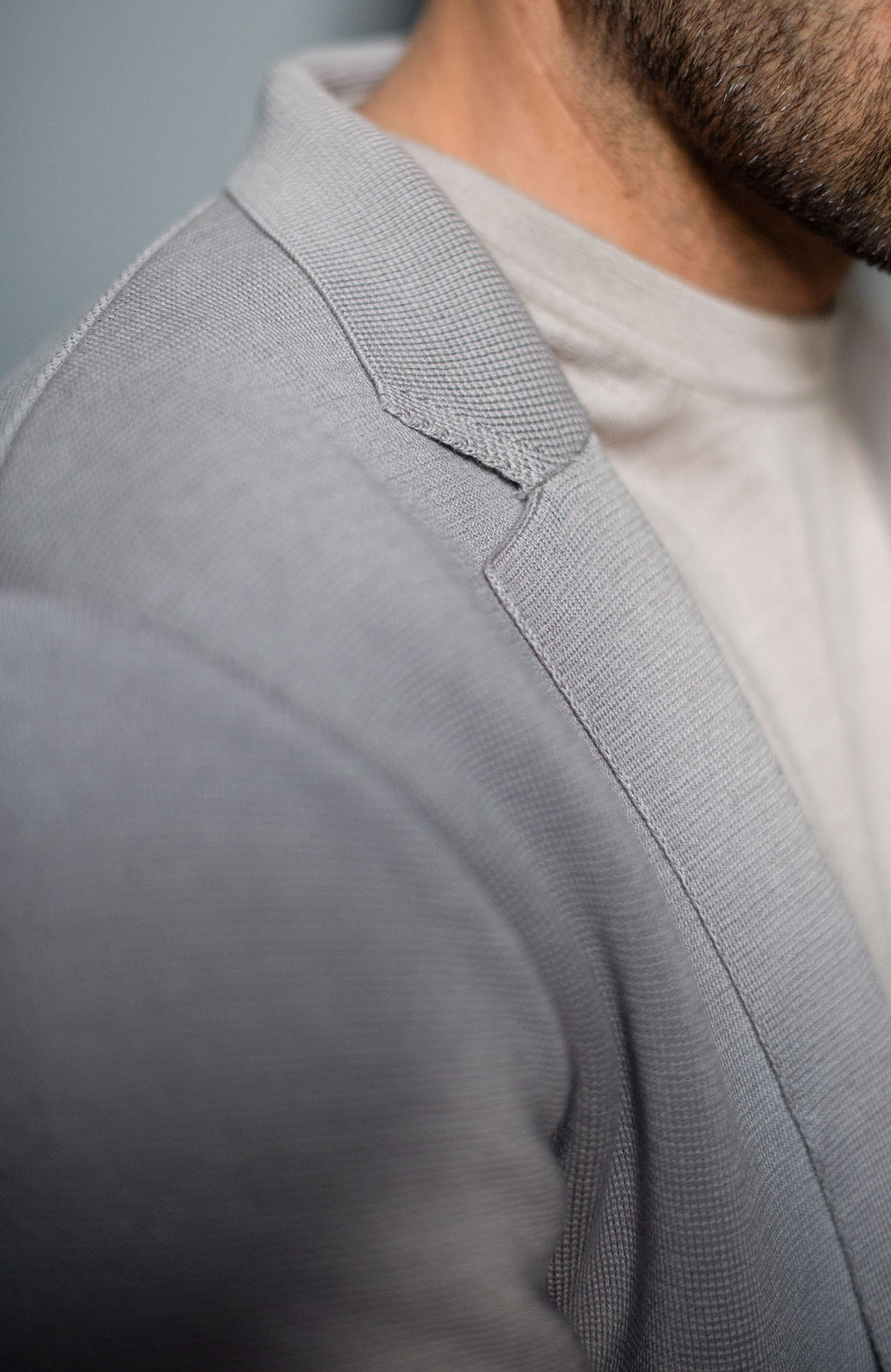 taupe mens mercerised cotton knitted blazer