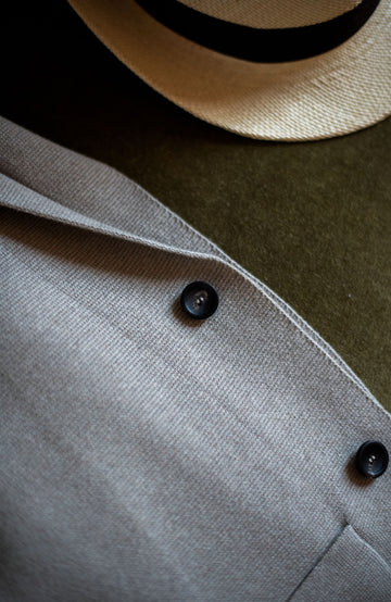 taupe mens mercerised cotton knitted blazer