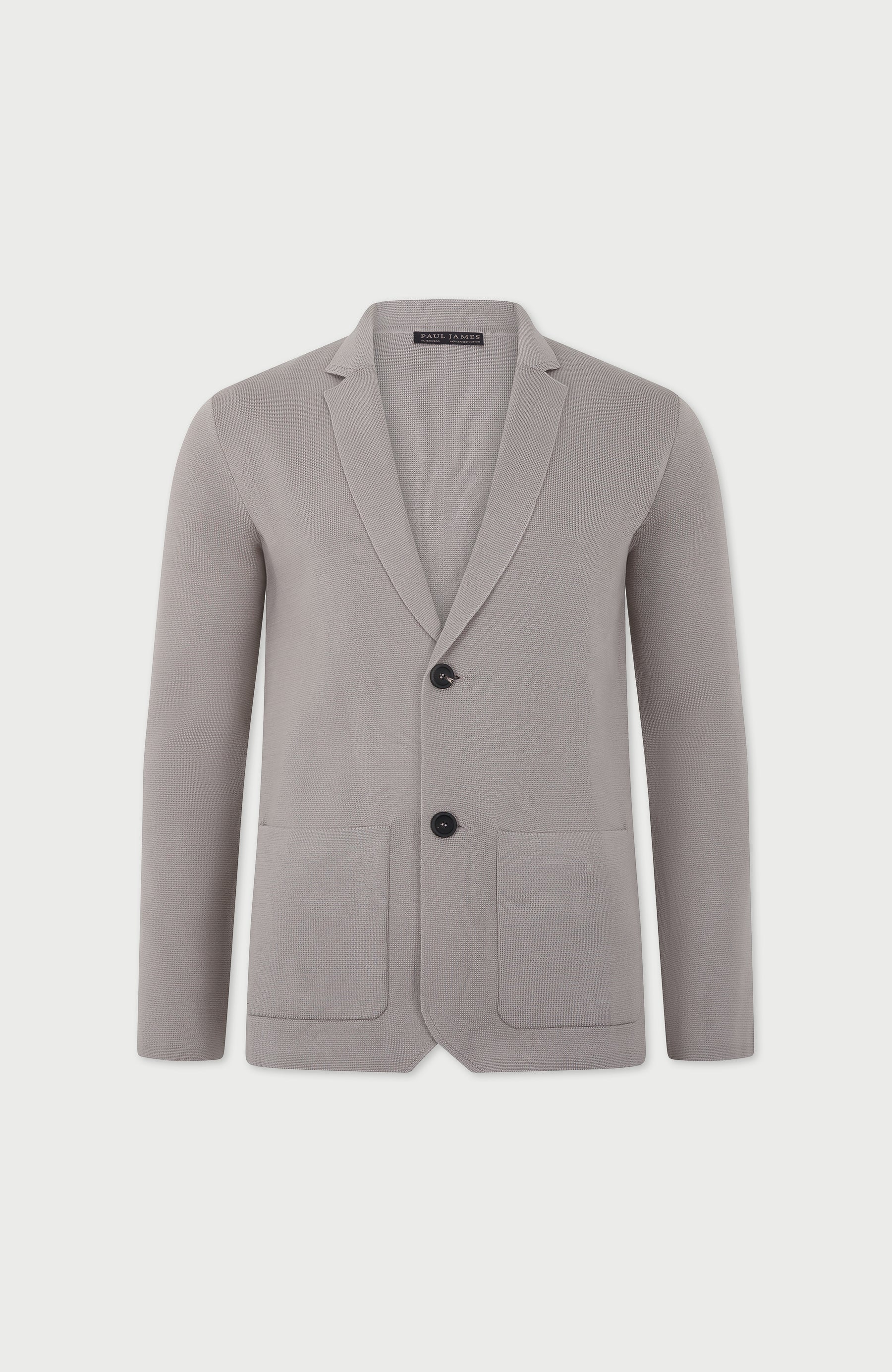 Gray mens mercerised cotton blazer by paul james knitwear