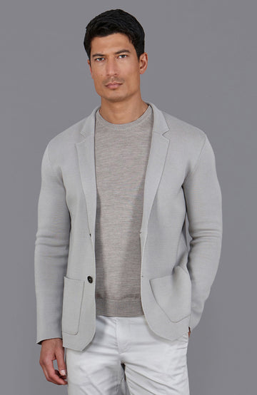 taupe mens knitted blazer