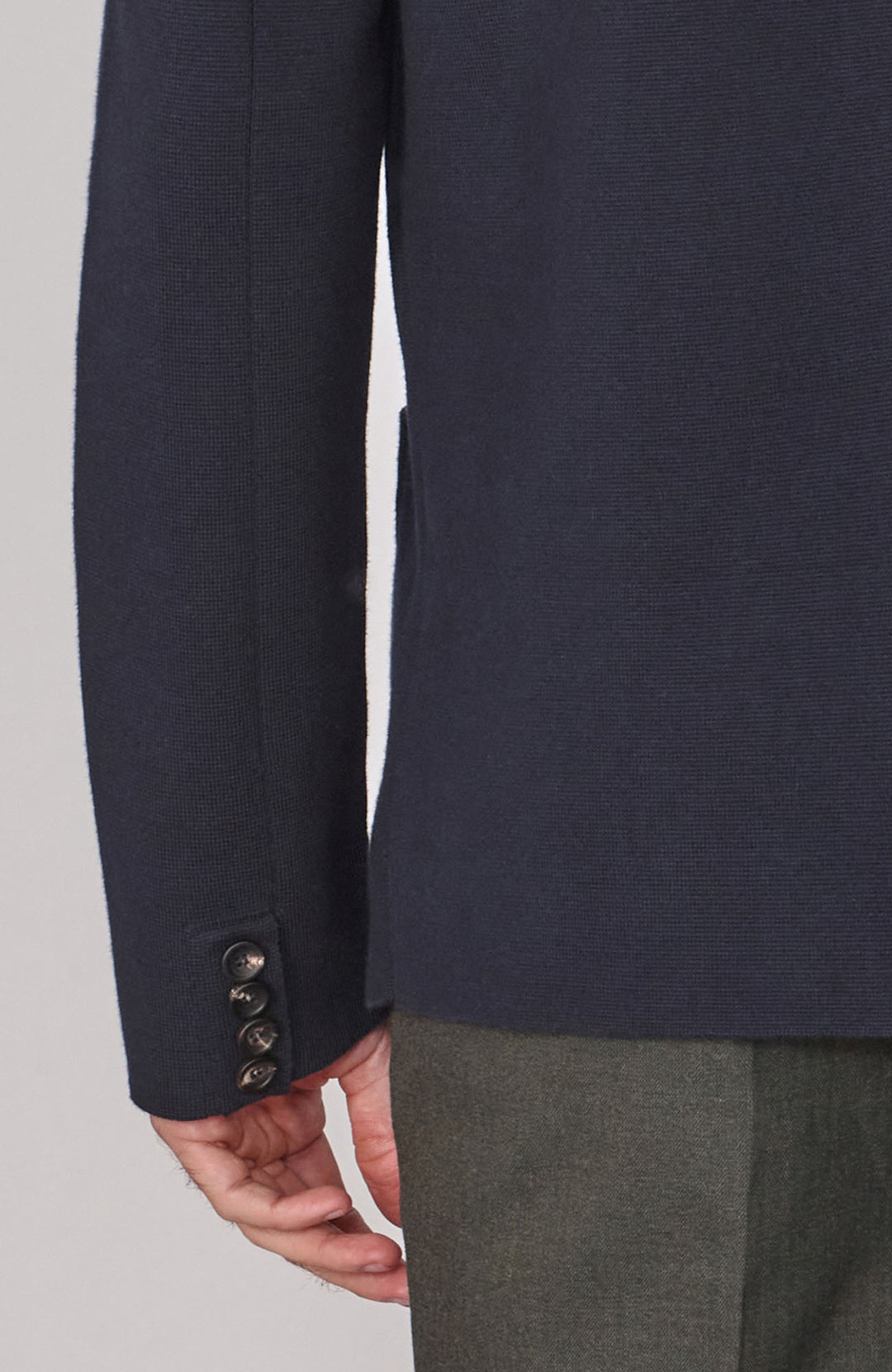 mens navy knitted cotton blazer
