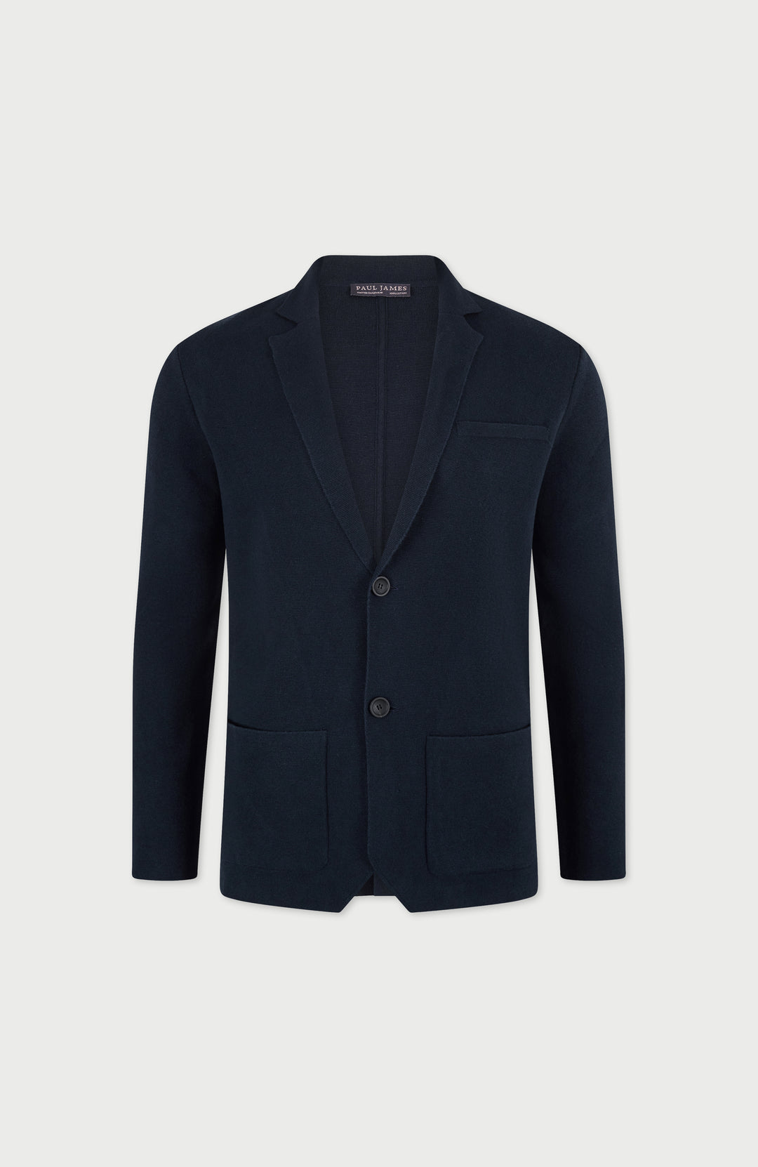 navy mens knitted blazer by paul james