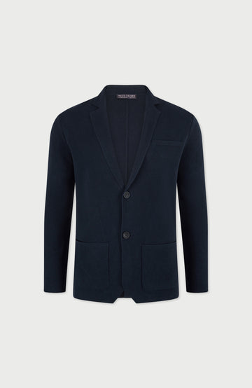 navy mens knitted blazer by paul james