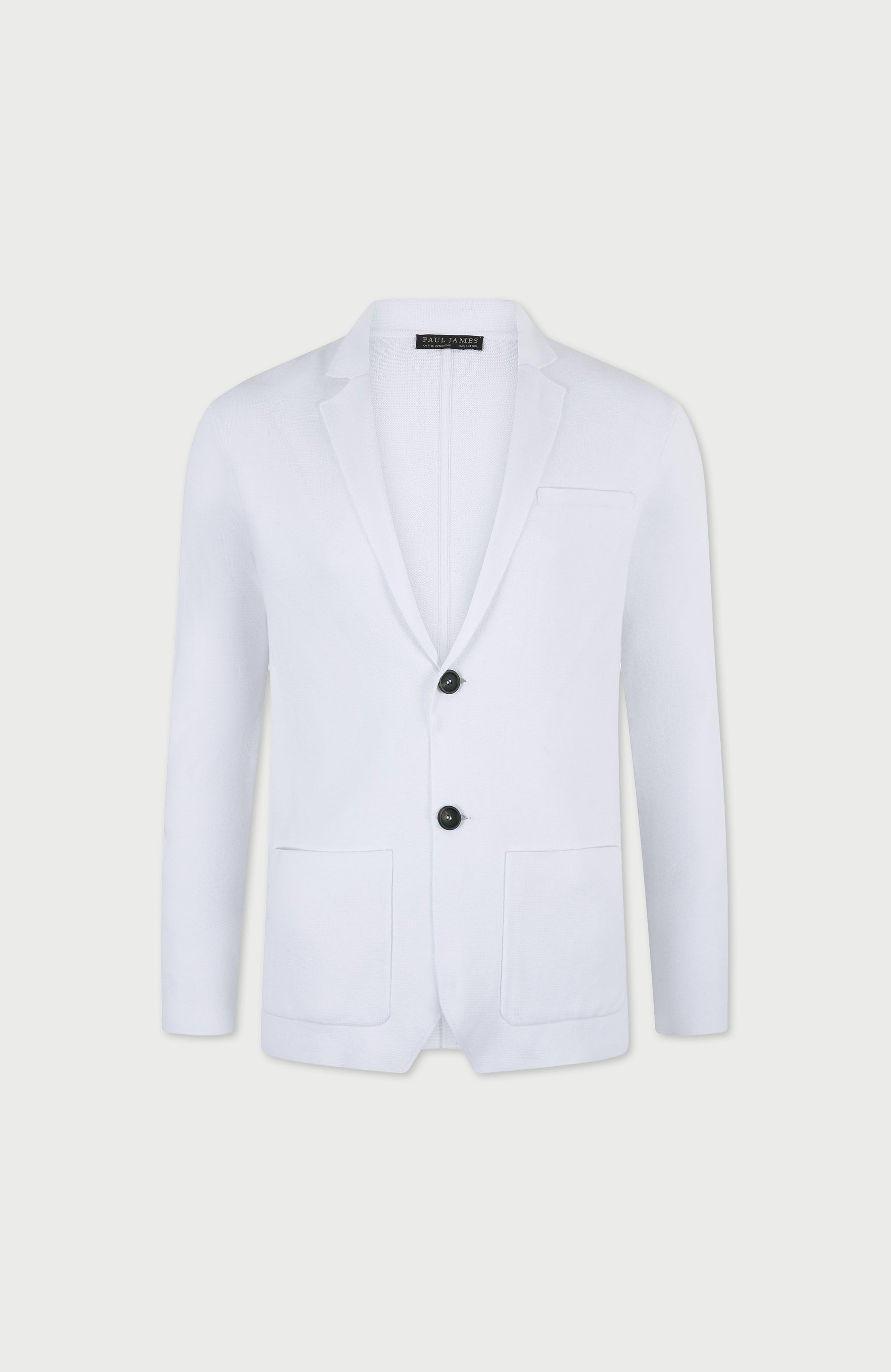 White mens blazer by paul james knitwear