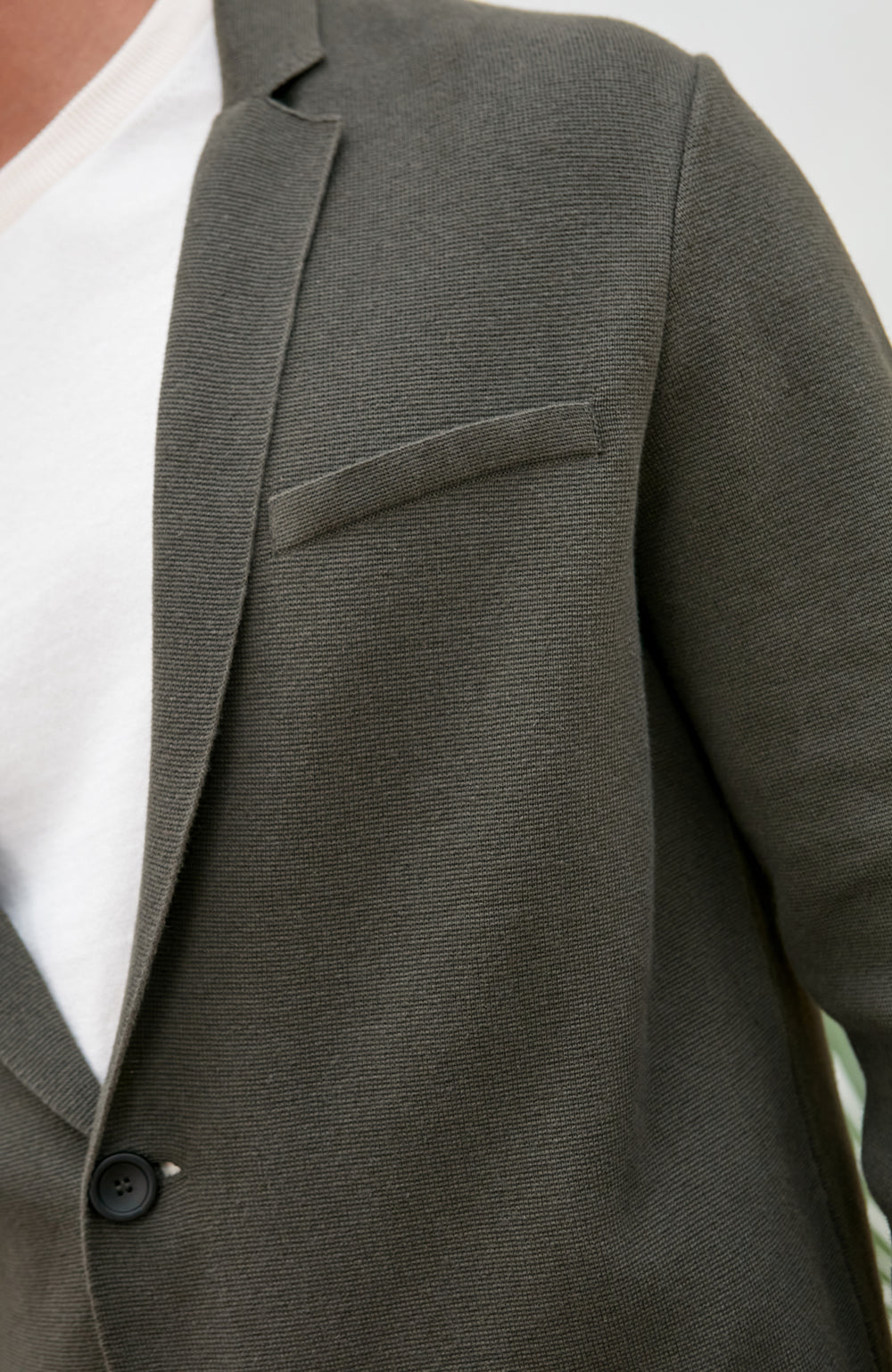 Mens Green Cotton Linen Knitted Blazer by Paul James Knitwear. 