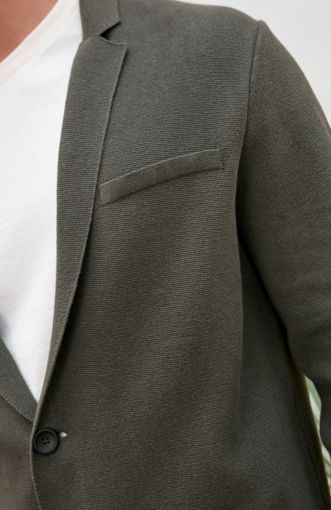 Mens Green Cotton Linen Knitted Blazer by Paul James Knitwear.
