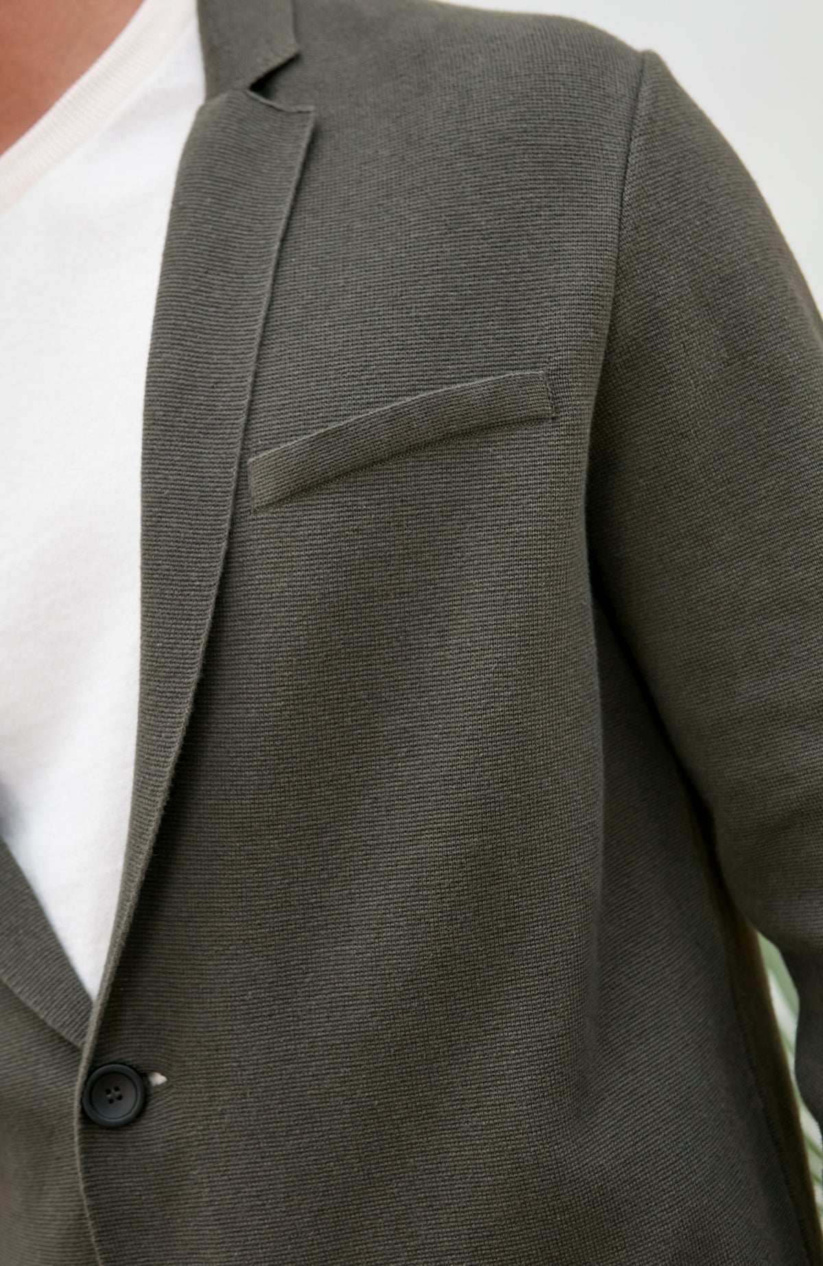 Mens Green Cotton Linen Knitted Blazer by Paul James Knitwear. 