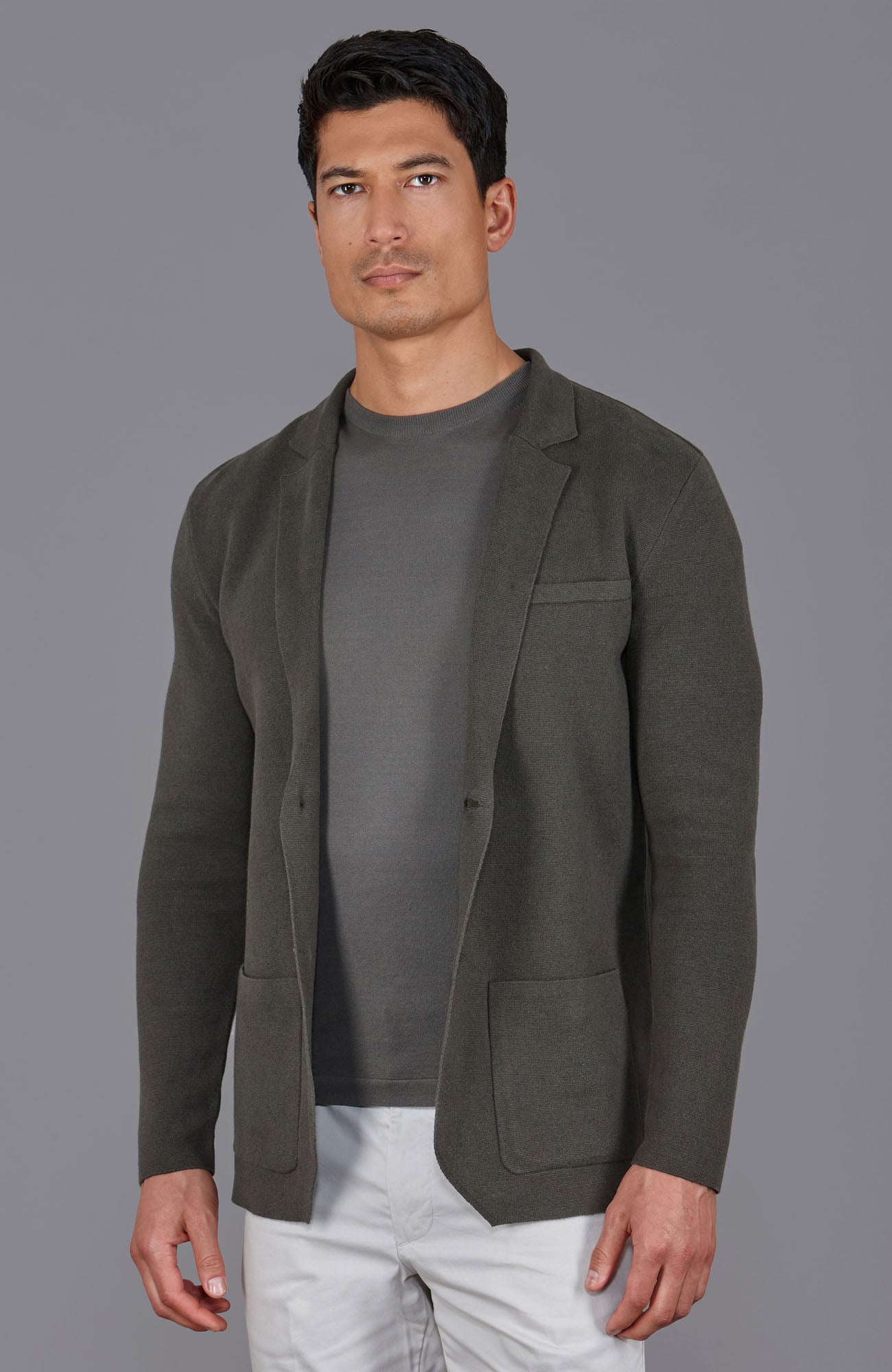 olive green mens organic cotton linen blazer