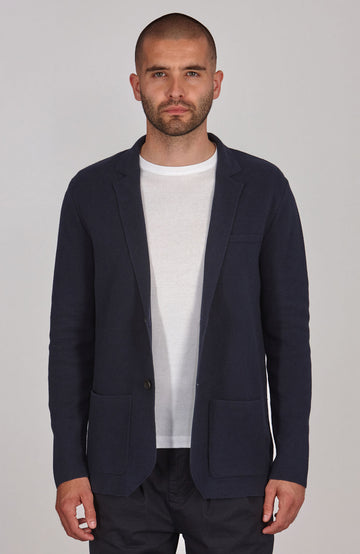 navy mens organic cotton linen blazer