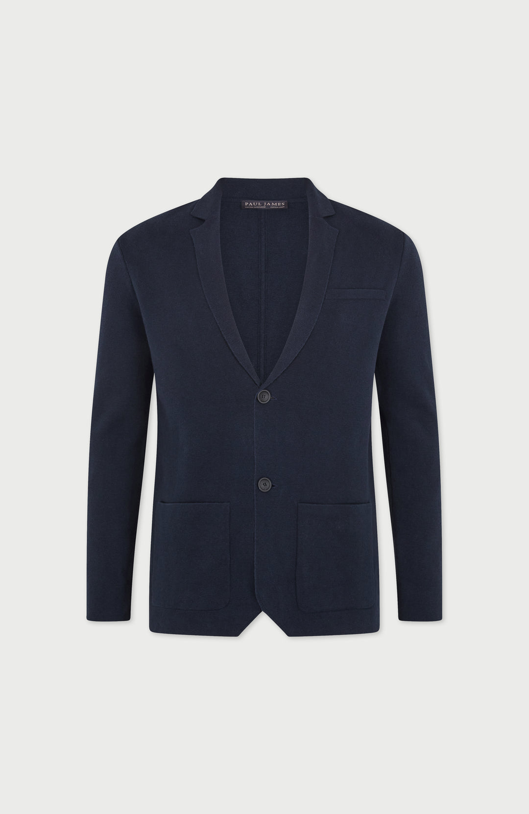 Navy mens cotton linen blazer by Paul James Knitwear