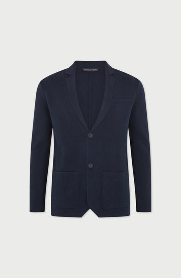 Navy mens cotton linen blazer by Paul James Knitwear