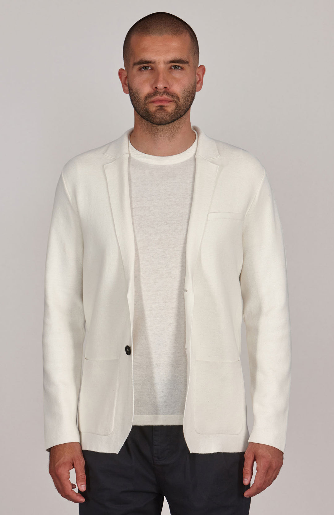 white mens organic cotton linen blazer
