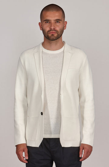 white mens organic cotton linen blazer