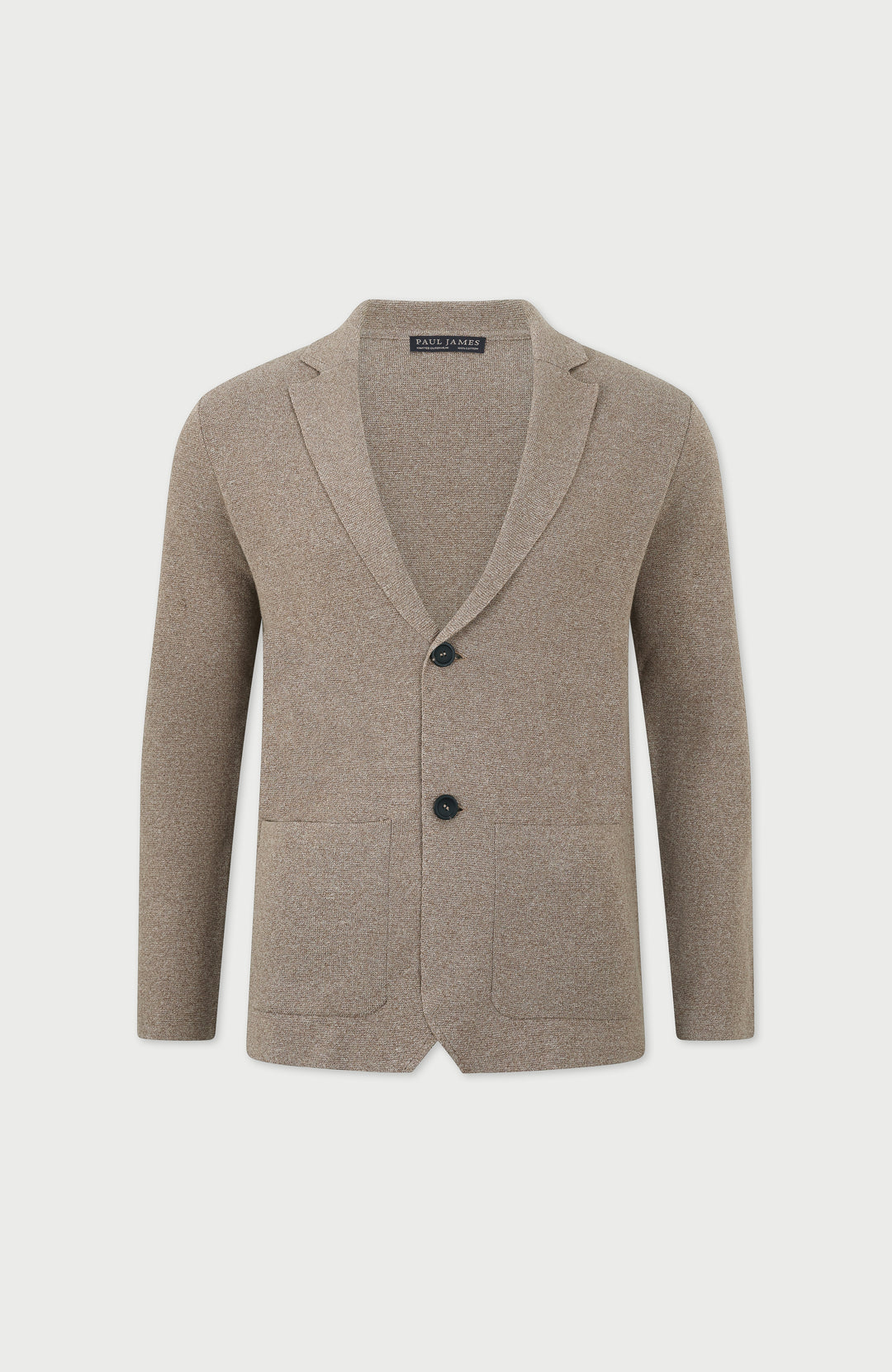 Beige mens knitted blazer by paul james