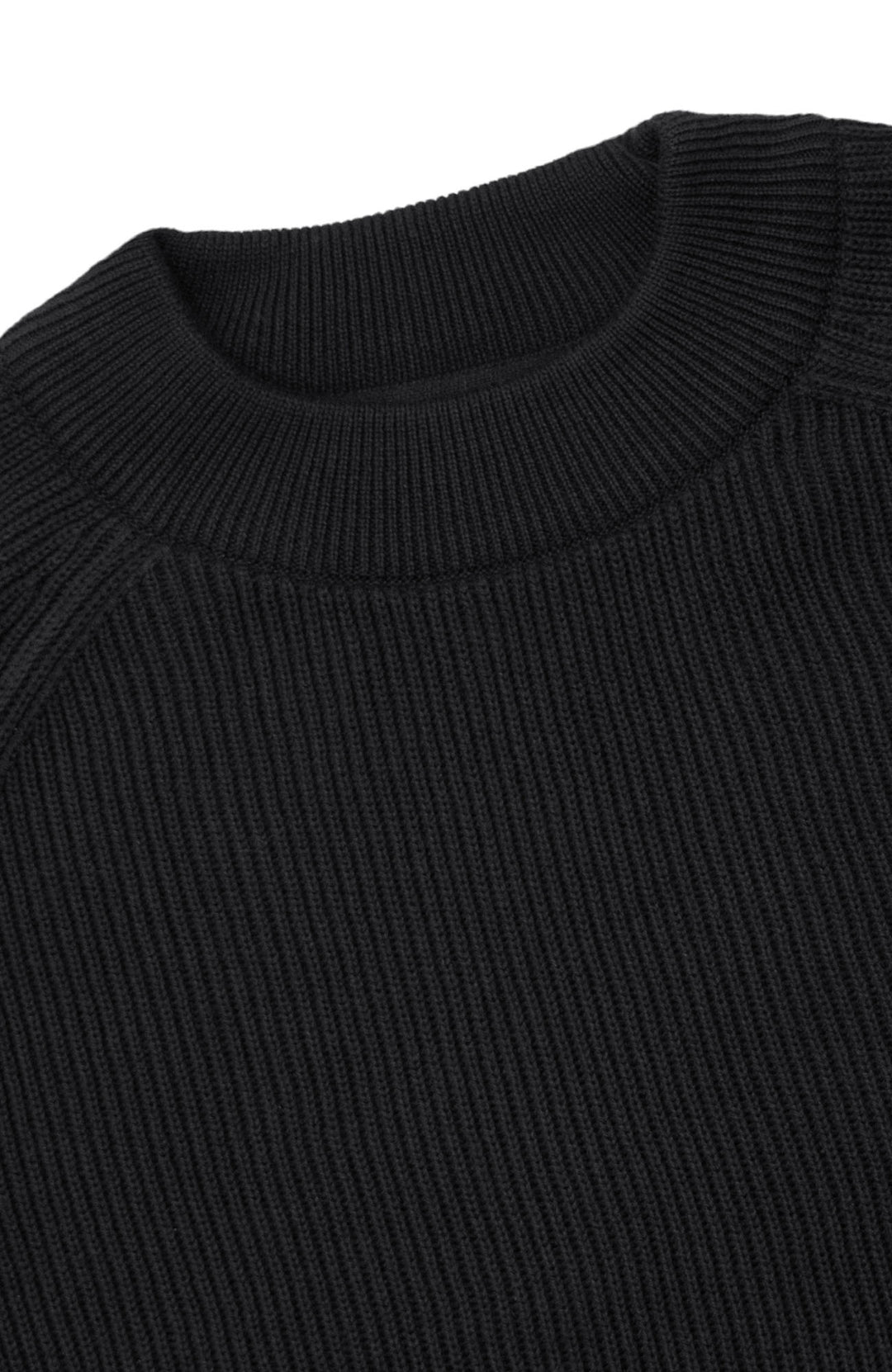 black mens fisherman rib knit jumper