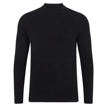 black mens fisherman rib knit jumper