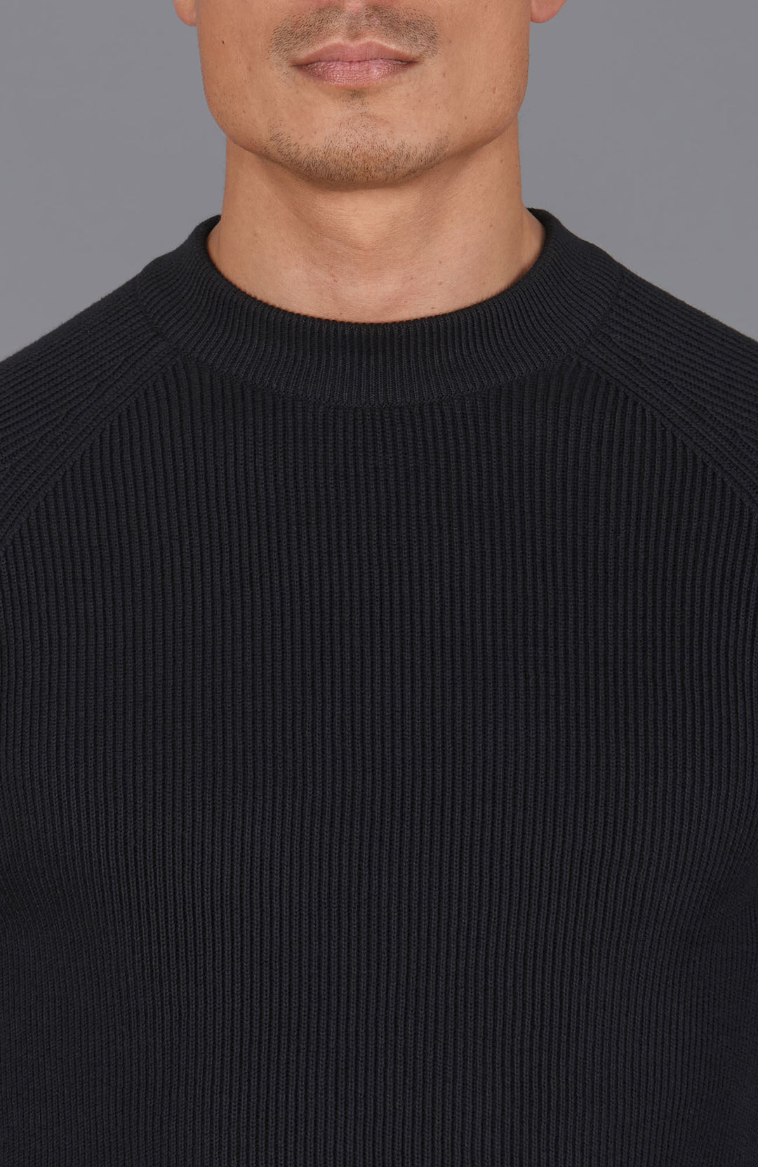 Mens Midweight Cotton Ribbed High Crew Neck Jumper – Paul