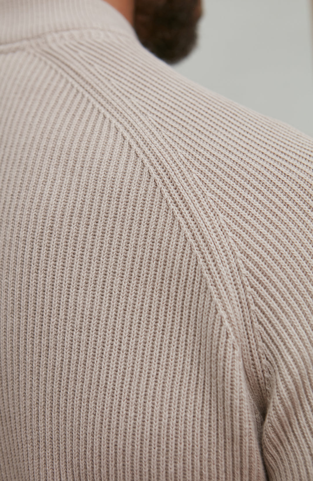Mens Midweight Cotton Ribbed High Crew Neck Jumper