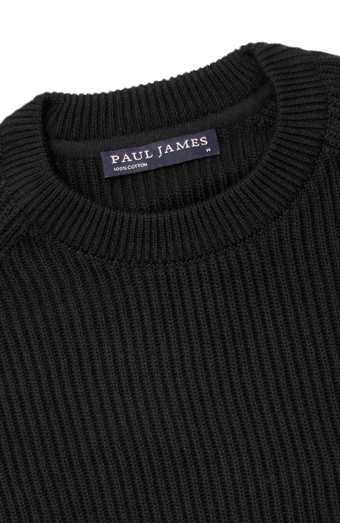 Mens Midweight Cotton Ribbed Crew Neck Jumper