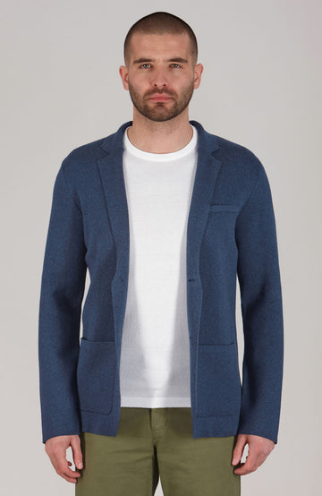 blue mens knitted summer blazer