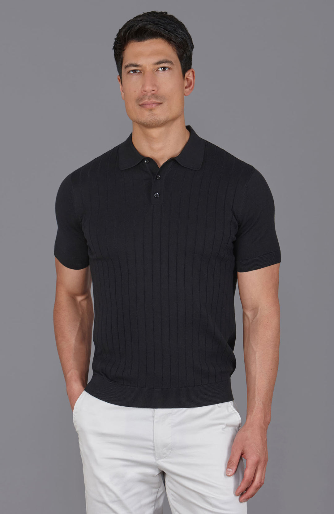 black mens short sleeve polo shirt