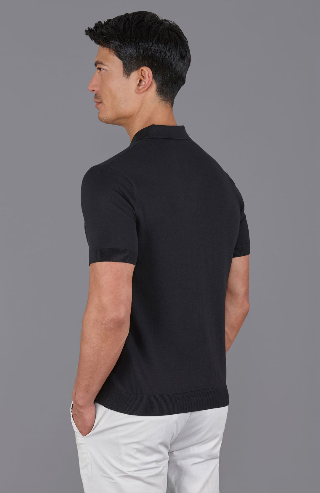 black mens short sleeve polo shirt