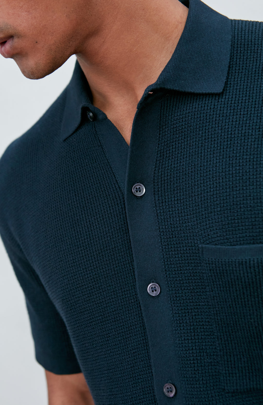 Mens Knitted Textured Shirt by Paul James Knitwear