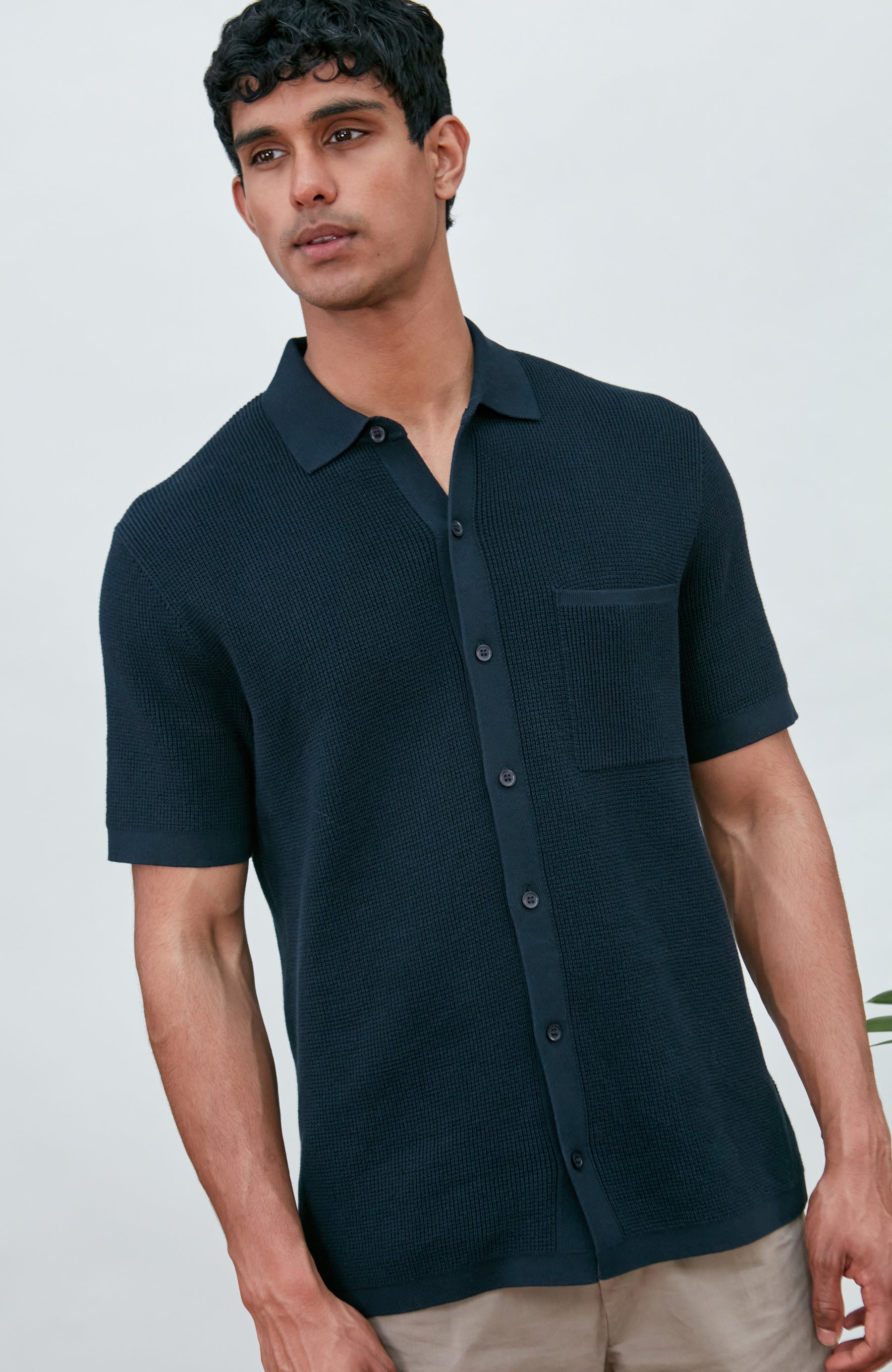 Mens Knitted Textured Shirt by Paul James Knitwear 