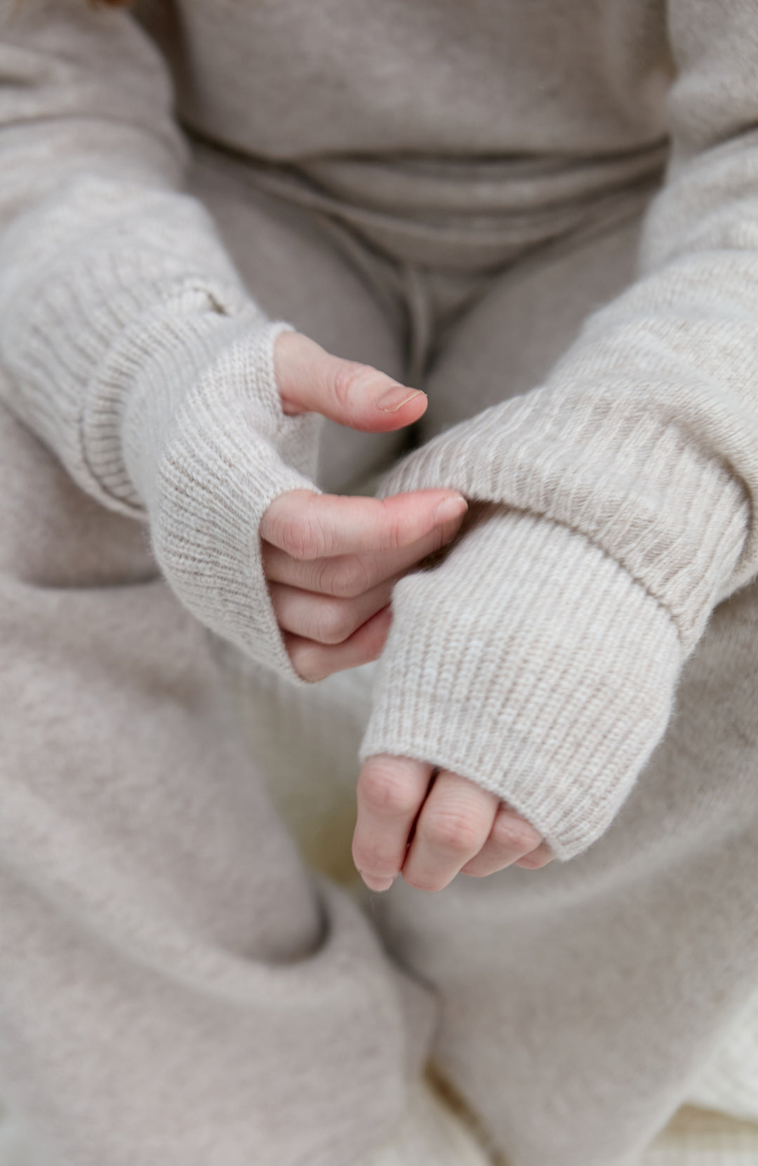 light beige womens wool arm warmer