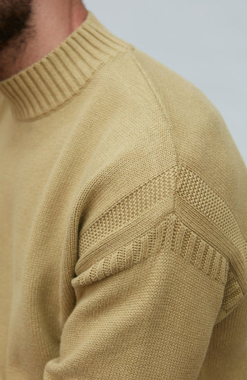light olive gansey cotton linen sweater by Paul James