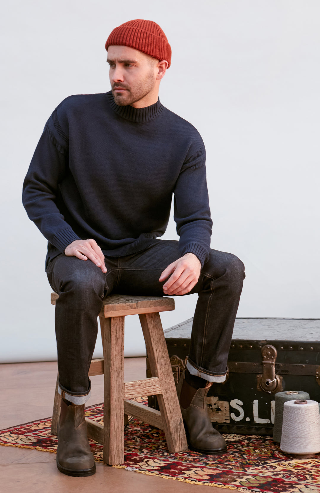 mens navy Guernsey jumper