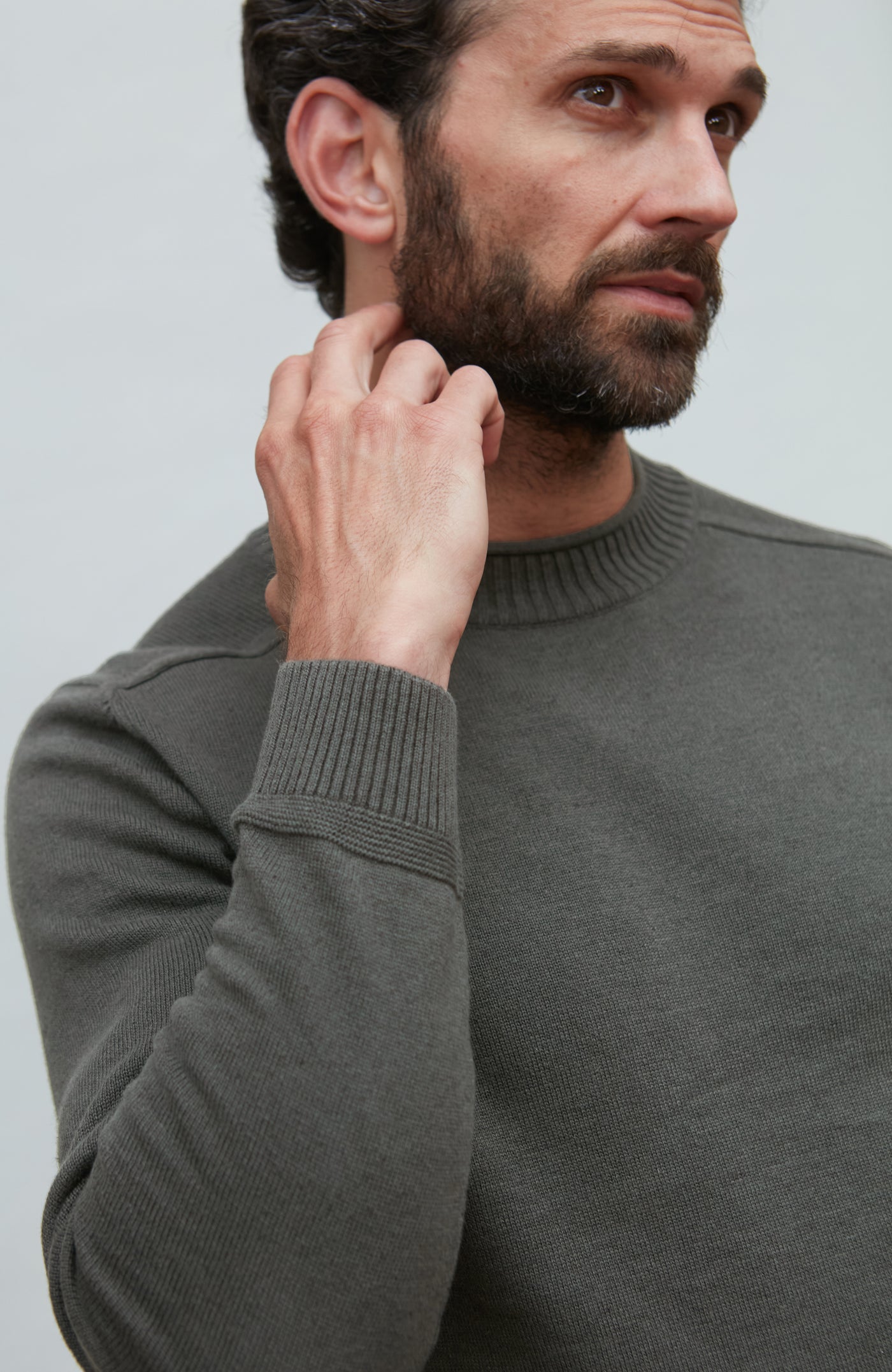 green mens cotton linen jumper