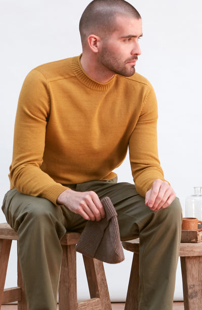mustard fisherman rib knit jumper