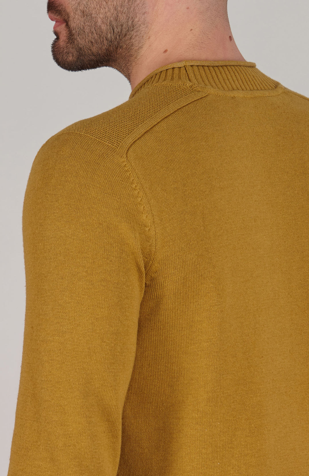 mustard mens cotton linen jumper by Paul James
