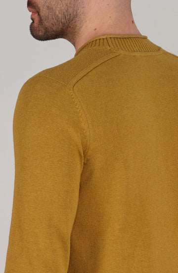 mustard mens cotton linen jumper by Paul James