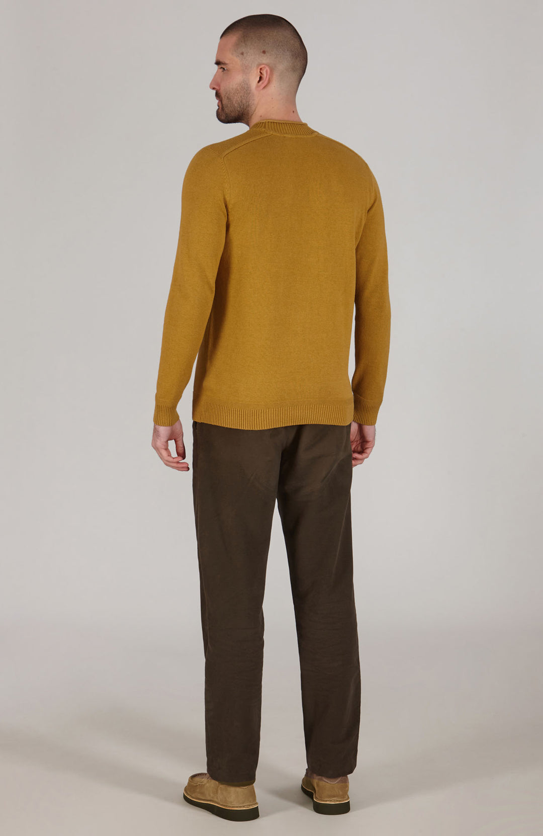 mustard mens cotton linen jumper by Paul James