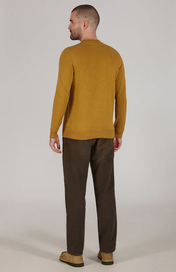 mustard mens cotton linen jumper by Paul James