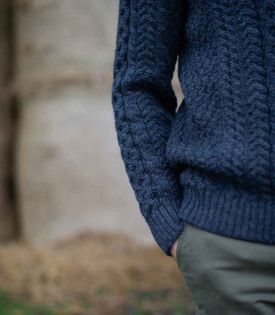Mens Fisherman's British Wool Cable Jumper - Feature 5