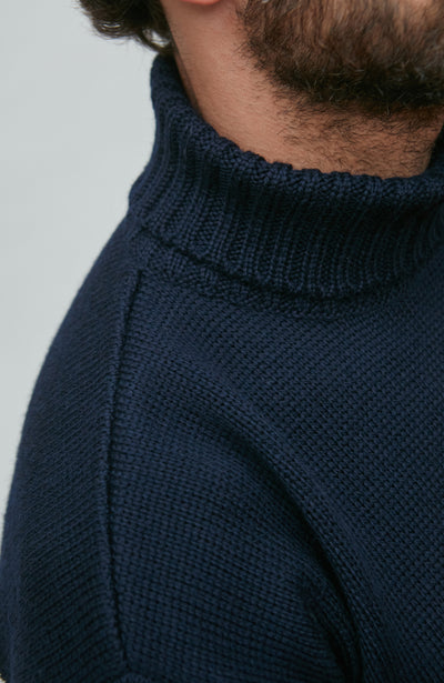 navy mens winter roll neck wool jumper