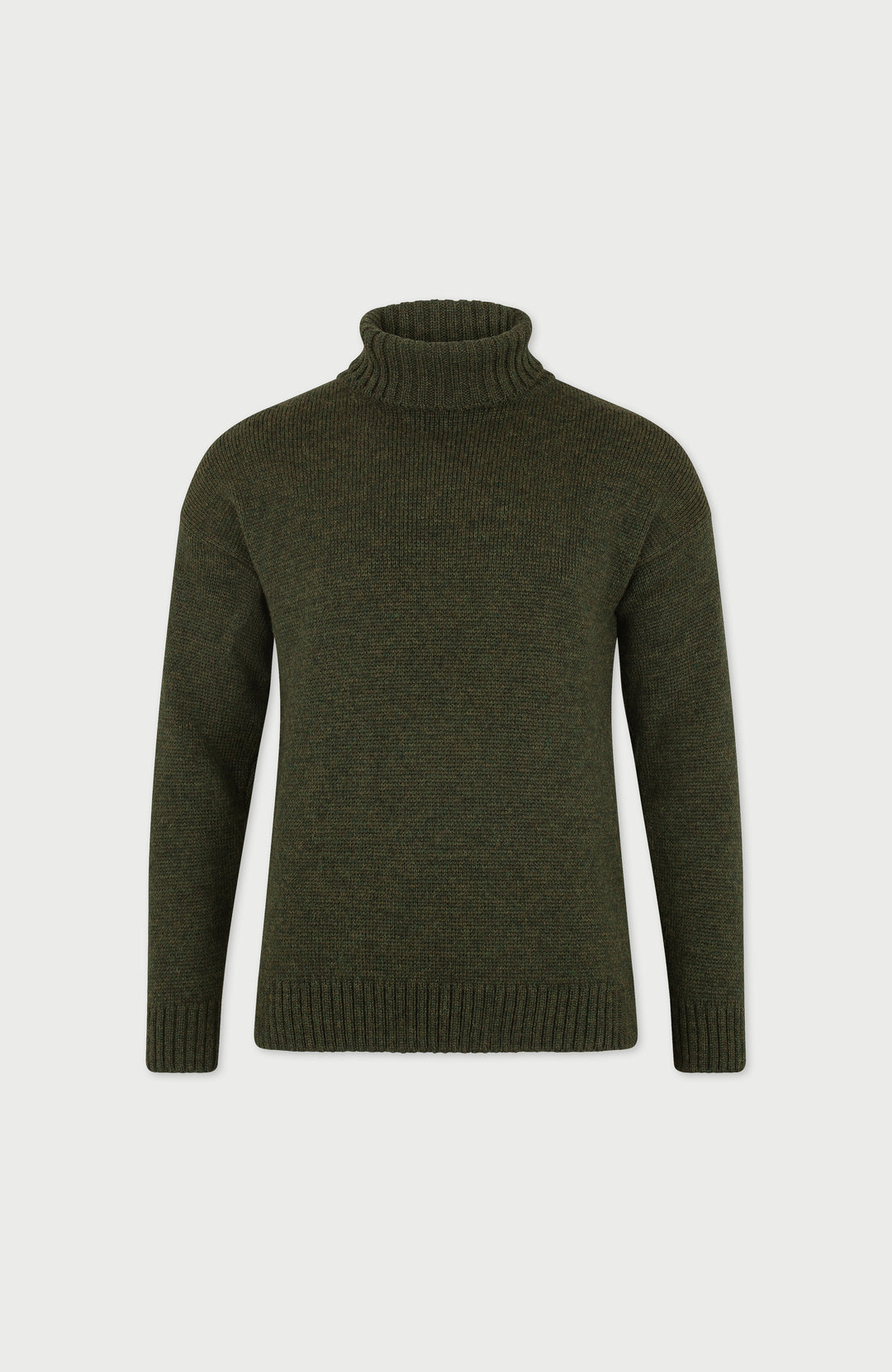 Green Mens Merino Wool Roll Neck Jumper By Paul James