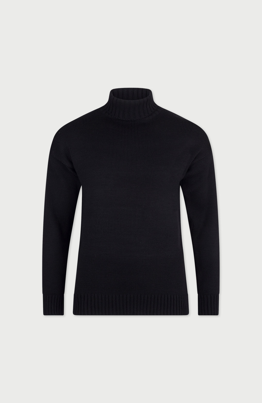 Black Mens Merino Wool Roll Neck Jumper By Paul James