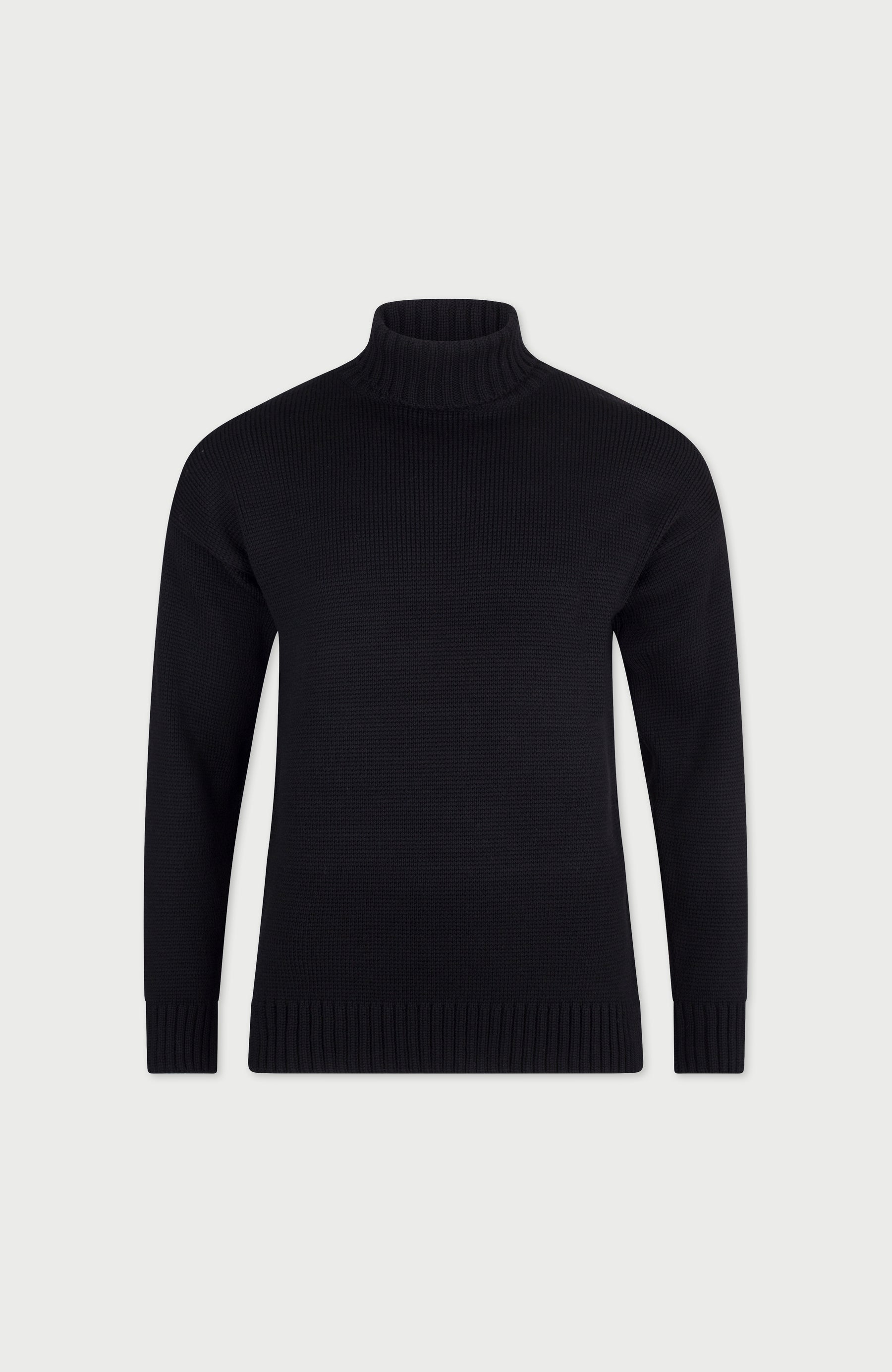 Black Mens Merino Wool Roll Neck Jumper By Paul James  