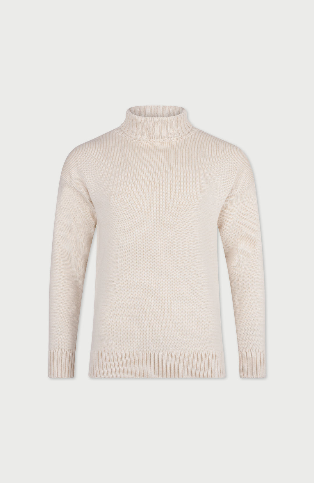 Ecru Mens Merino Wool Roll Neck Jumper By Paul James