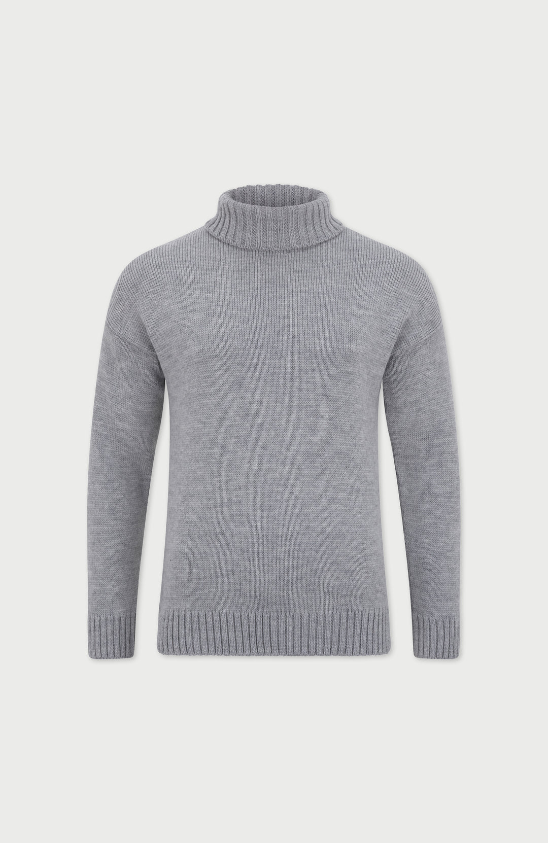 Grey Mens Merino Wool Roll Neck Jumper By Paul James